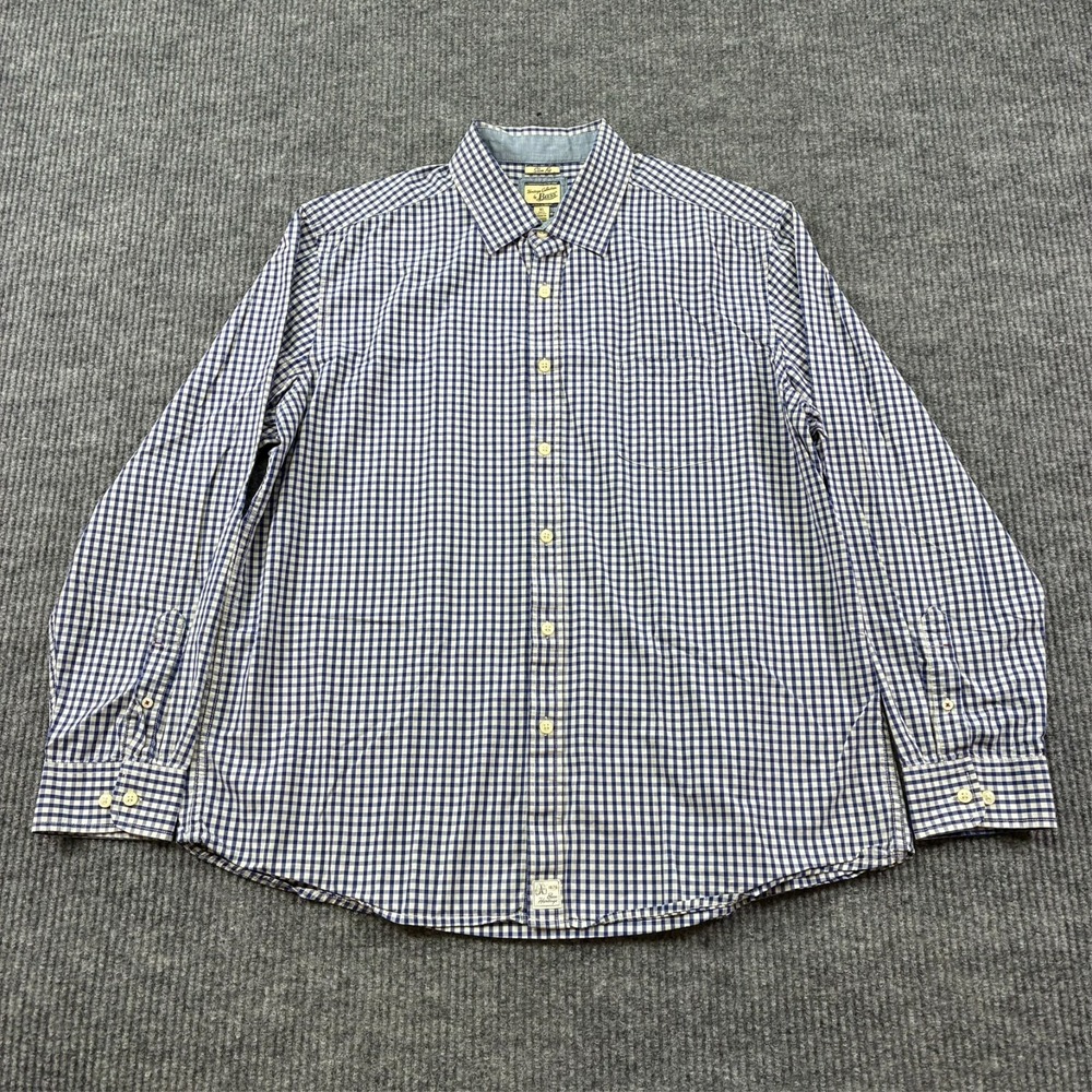 Bass Heritage Collection Mens Button Up Shirt XL Slim‎ Fit Blue Gingham Check